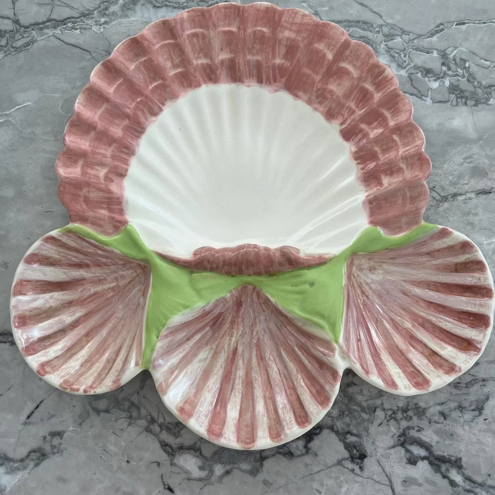Handmade pink shell‎ platter signed